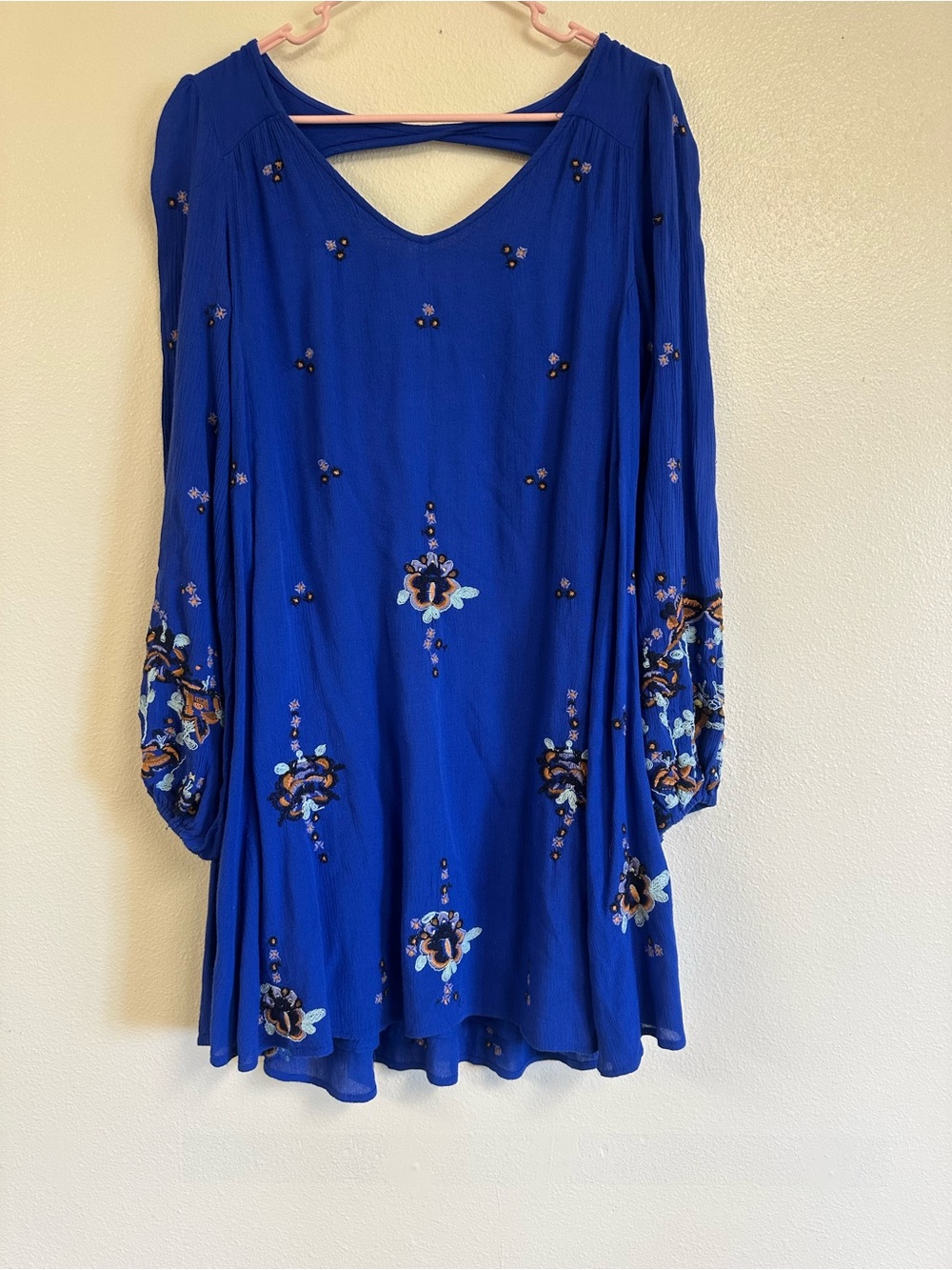 Free People Oxford Embroidered Gypsy Swing Mini Dress